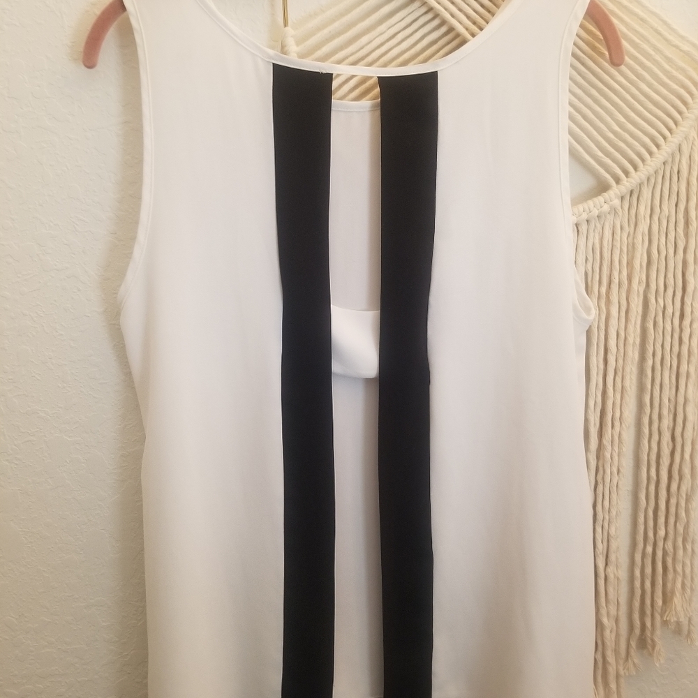 White and Black Chiffon Tank